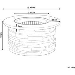Pozo De Fuego Chimenea Gris Malla Cubierto Redondo Para Jardín Tambora -Mano Mano Ventas 16539129 3