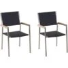 Conjunto De 2 Sillas De Jardín Con Asiento De Ratán Sintético Negro Y Patas De Acero Apilables Grosseto
