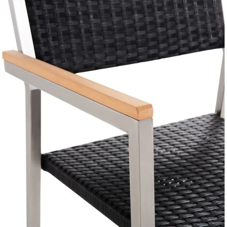 Conjunto De 2 Sillas De Jardín Con Asiento De Ratán Sintético Negro Y Patas De Acero Apilables Grosseto 5 Conjunto De 2 Sillas De Jardín Con Asiento De Ratán Sintético Negro Y Patas De Acero Apilables Grosseto - Imagen 5