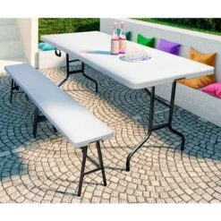 Banco Plegable De Resina Y Acero Blanco -Mano Mano Ventas 16603092 4