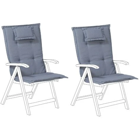 Conjunto De 2 Cojines Para Silla De Jardín Azul Asiento Respaldo Comodidad Descanso Toscana/Java 1 Conjunto De 2 Cojines Para Silla De Jardín Azul Asiento Respaldo Comodidad Descanso Toscana/Java