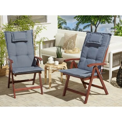 Conjunto De 2 Cojines Para Silla De Jardín Azul Asiento Respaldo Comodidad Descanso Toscana/Java 2 Conjunto De 2 Cojines Para Silla De Jardín Azul Asiento Respaldo Comodidad Descanso Toscana/Java - Imagen 2