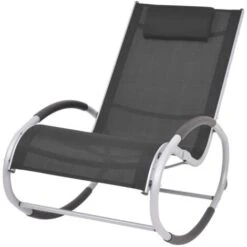 Silla Mecedora De Jardín De Textilene Negro VidaXL