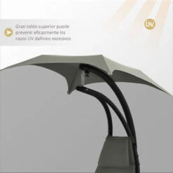 Outsunny Tumbona Colgante Con Sombrilla Protección UV Hamaca Sillón Con Toldo Estructura Estable Cuerda Antivuelco Y Forma Ergonómico 190x110x190 Cm -Mano Mano Ventas 17478885 5