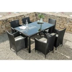 Muebles De Jardín COMEDOR Comedor Washington 6 Plazas 6 Sillones, 1 Mesa De Comedor Ratán Sintético KieferGarden -Mano Mano Ventas 17650168 3