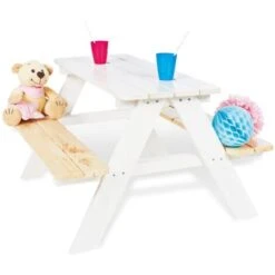 Mesa De Picnic Con Banco Para Niños Nicki Für 4 Madera Blanca Pinolino