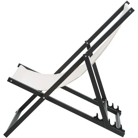 Tumbona De Jardín Blanca Marco Aluminio Negro Plegable Respaldo Ajustable Aire Libre Locri 5 Tumbona De Jardín Blanca Marco Aluminio Negro Plegable Respaldo Ajustable Aire Libre Locri - Imagen 5