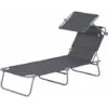 OUTSUNNY Tumbona Inclinable Aluminio Plegable Hamaca Playa Piscina Con Parasol Gris