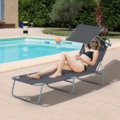 OUTSUNNY Tumbona Inclinable Aluminio Plegable Hamaca Playa Piscina Con Parasol Gris 7 OUTSUNNY Tumbona Inclinable Aluminio Plegable Hamaca Playa Piscina Con Parasol Gris -Mano Mano Ventas 1808691 3
