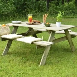 Mesa Picnic De Madera Tratada Gardiun Solid 28 Mm Con Banco 177x151x77 Cm 6/8 Personas -Mano Mano Ventas 18370667 3