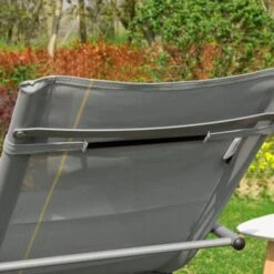 Tumbona, Mecedora Con Almohada Y Bolsillo Lateral, Estructura De Hierro, Malla Transpirable Teslin, Cómodo, Soporta Hasta 150 Kg, Color Gris OGS28-HG SoBuy ES -Mano Mano Ventas 18457446 4