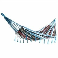 Detex Hamaca De Algodón Con Flecos Carga Máx.300kg Para 2 Personas 320x150cm Para Jardín Terraza Camping - Color A Elegir Azul