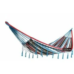 Detex Hamaca De Algodón Con Flecos Carga Máx.300kg Para 2 Personas 320x150cm Para Jardín Terraza Camping - Color A Elegir Azul -Mano Mano Ventas 18457649 5