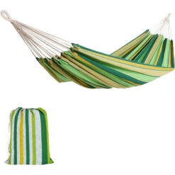 Detex Hamaca De Algodón Carga Máx De 300kg 2 Personas 320x150cm Para Jardín Terraza Camping Exterior - Color A Elegir Verde -Mano Mano Ventas 18457736 5