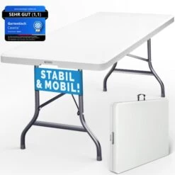 Casaria Mesa De Plástico Plegable Jardín Tipo Buffet Fiestas Para 8 Personas 183x76cm Comedor Portátil Con Asas Barbacoa Picnics12kg