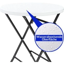 Casaria Mesa Alta De Bar Plegable Blanca (AlxØ)110x72 Plástico Mesa De Pie Redonda Jardín Fiestas Eventos -Mano Mano Ventas 18458628 3
