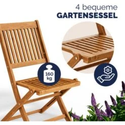 Conjunto De Jardín Sydney Light Madera De Acacia Certif FSC Set 1 Mesa + 4 Sillas Plegables Terraza Balcón -Mano Mano Ventas 18458955 3