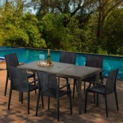 Mesa Rectangular Marrón 150x90 Cm Y 6 Sillas De Colores Focus Modelo De Silla: Bistrot Arm Beige Juta -Mano Mano Ventas 18498249 3