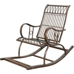 Mecedora De Hierro Forjado Con Acabado Oxidado Envejecido 127x64x90 Cm -Mano Mano Ventas 18504869 5