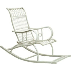 Mecedora De Hierro Forjado Con Acabado Blanco Envejecido 127x64x90 Cm -Mano Mano Ventas 18504873 3