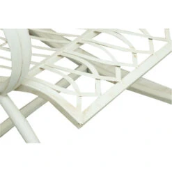 Mecedora De Hierro Forjado Con Acabado Blanco Envejecido 127x64x90 Cm -Mano Mano Ventas 18504873 4