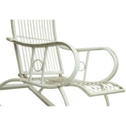 Mecedora De Hierro Forjado Con Acabado Blanco Envejecido 127x64x90 Cm -Mano Mano Ventas 18504873 5