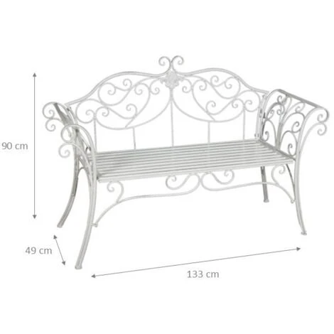 Banco De Asiento De Sofá De Jardín De Parque De Entrada De Interior Al Aire Libre De Hierro De Color Blanco 2 Banco De Asiento De Sofá De Jardín De Parque De Entrada De Interior Al Aire Libre De Hierro De Color Blanco - Imagen 2
