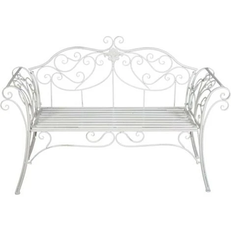 Banco De Asiento De Sofá De Jardín De Parque De Entrada De Interior Al Aire Libre De Hierro De Color Blanco 3 Banco De Asiento De Sofá De Jardín De Parque De Entrada De Interior Al Aire Libre De Hierro De Color Blanco - Imagen 3