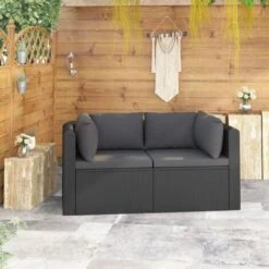 Set De Sofás De Jardín 2 Piezas Y Cojines Ratán Sintético Negro VidaXL -Mano Mano Ventas 18596076 3