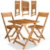 Casaria Set Muebles De Balcón 3 Pzs Mesa 2 Sillas Plegables Juego Completo Jardín Terraza Madera De Acacia Marrón