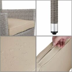 Deuba Conjunto De Poliratán Crema 4+1 Mesa De Jardín 4 Sillas Apilables Cojines Lavables Terraza Balcón -Mano Mano Ventas 18645358 5