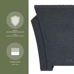 Conjunto De Jardín Chillvert Salerno 1 Sofá 3 Plazas+ 2 Sillones + 1 Mesa Resina Imitación Ratan Gris Antracita -Mano Mano Ventas 18729546 3