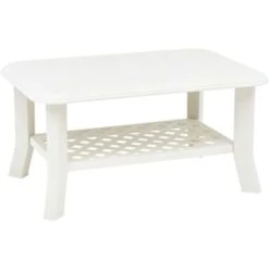 Mesa De Centro De Plástico Blanco 90x60x46 Cm VidaXL