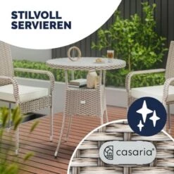 Casaria Polyrattan Mesa De Centro Ø60cm Redonda 5mm Cristal De Seguridad Altura Ajustable Capacidad De Carga 80kg Resistente A Intemperie Rayos UV Mesa De Café Color Beige -Mano Mano Ventas 18842047 4
