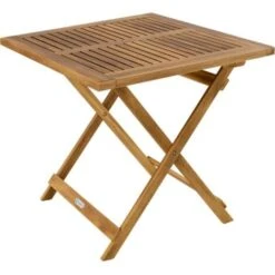 Deuba Mesa De Jardín Plegable De Madera De Acacia 70x70cm Mesita Auxiliar Balcón Terraza