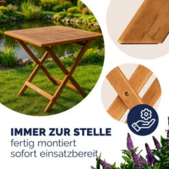 Deuba Mesa De Jardín Plegable De Madera De Acacia 70x70cm Mesita Auxiliar Balcón Terraza -Mano Mano Ventas 18842057 3