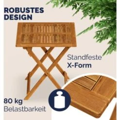 Deuba Mesa De Jardín Plegable De Madera De Acacia 70x70cm Mesita Auxiliar Balcón Terraza -Mano Mano Ventas 18842057 4