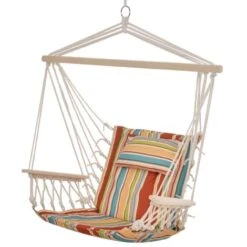 OUTSUNNY Silla Colgante Para Exterior Interior De Rayas 100x106cm Carga Máx. 100 Kg