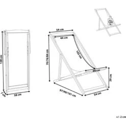 Tumbona De Jardín De Tela Beige Madera De Acacia Oscura Reclinable Plegable Anzio -Mano Mano Ventas 19155543 3