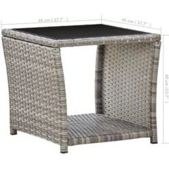 Mesa De Centro De Ratán Sintético Y Vidrio Gris 45x45x40 Cm VidaXL 7 Mesa De Centro De Ratán Sintético Y Vidrio Gris 45x45x40 Cm VidaXL -Mano Mano Ventas 19229392 3