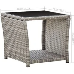 Mesa De Centro De Ratán Sintético Y Vidrio Gris 45x45x40 Cm VidaXL 9 Mesa De Centro De Ratán Sintético Y Vidrio Gris 45x45x40 Cm VidaXL -Mano Mano Ventas 19229392 5