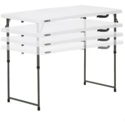 Lifetime Mesa Plegable Ajustable En Altura Blanco 122 X 61 X 56-91 Cm