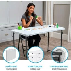 Lifetime Mesa Plegable Ajustable En Altura Blanco 122 X 61 X 56-91 Cm -Mano Mano Ventas 19362810 3