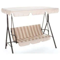 Columpio 3 Plazas Capua Con Estructura De Hierro Beige