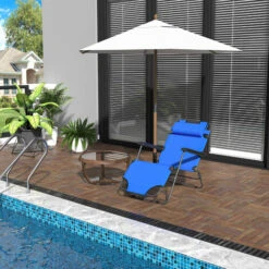 OUTSUNNY Tumbona Reclinable Y Plegable Con Respaldo Ajustable Reposabrazos Almohada Y Reposapiés Para Jardín Terraza Carga 136 Kg 118x60x80 Cm -Mano Mano Ventas 1956459 3