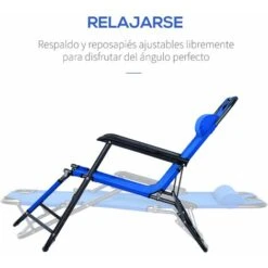 OUTSUNNY Tumbona Reclinable Y Plegable Con Respaldo Ajustable Reposabrazos Almohada Y Reposapiés Para Jardín Terraza Carga 136 Kg 118x60x80 Cm -Mano Mano Ventas 1956459 4