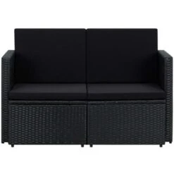 Sofá De Jardín De 2 Plazas Con Cojines Ratán Sintético Negro VidaXL -Mano Mano Ventas 19604589 3