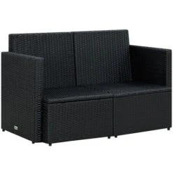 Sofá De Jardín De 2 Plazas Con Cojines Ratán Sintético Negro VidaXL -Mano Mano Ventas 19604589 5