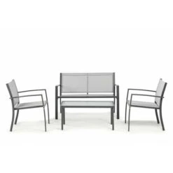 Muebles De Jardín CONJUNTOS SOFÁ Cancún 4 Plazas 1 Sofá, 2 Sillones, 1 Mesa Textileno KieferGarden