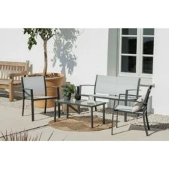 Muebles De Jardín CONJUNTOS SOFÁ Cancún 4 Plazas 1 Sofá, 2 Sillones, 1 Mesa Textileno KieferGarden -Mano Mano Ventas 19644357 4